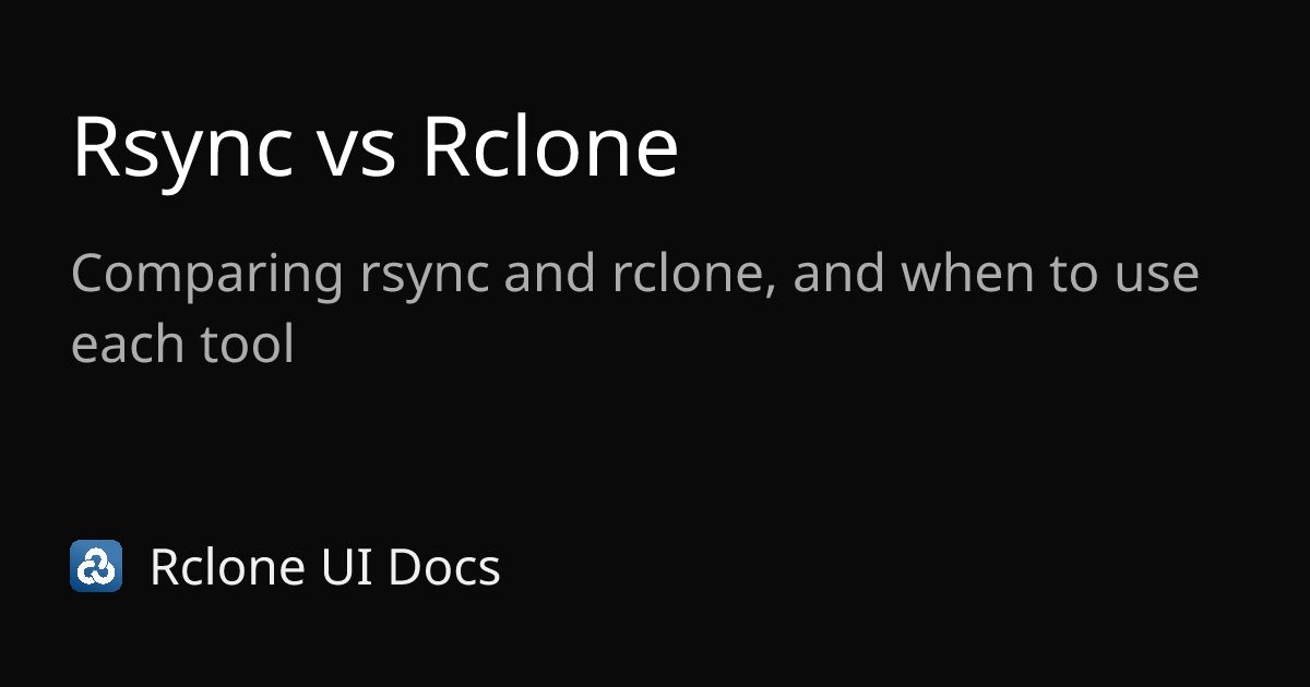 Rsync vs Rclone | Rclone CLI
