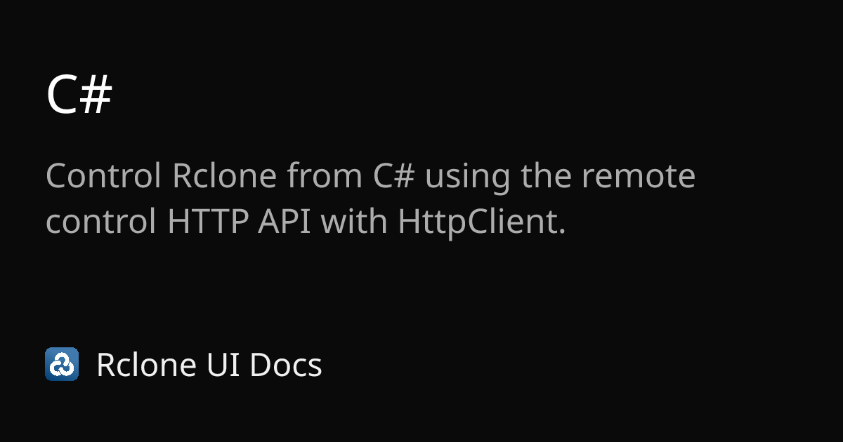 C# | Rclone CLI