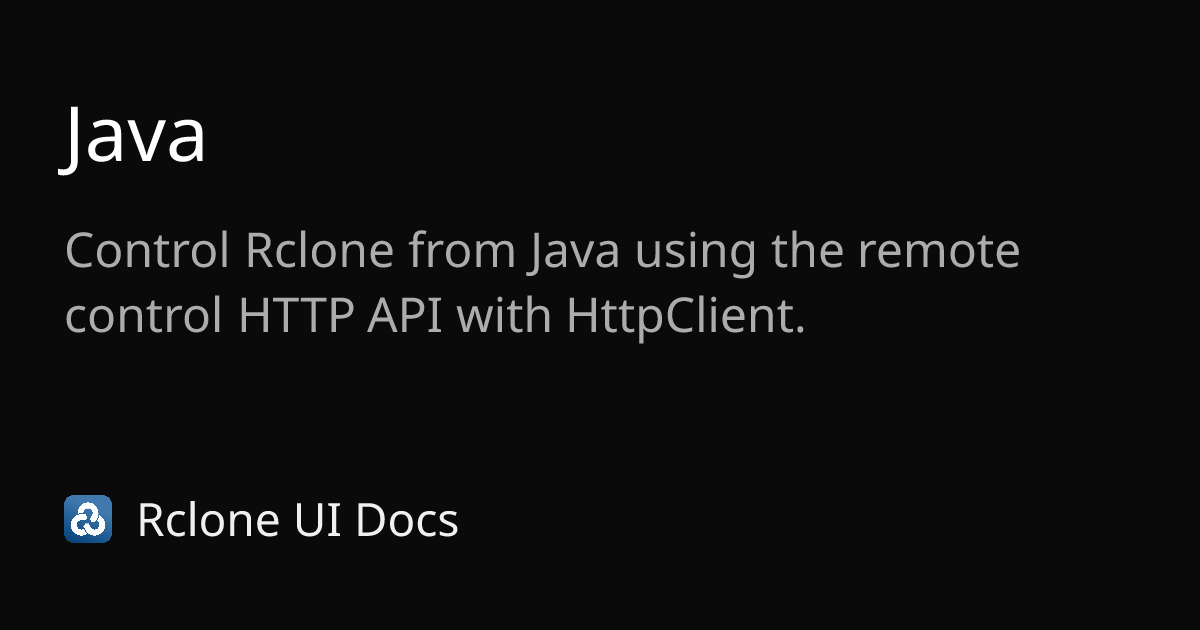 Java | Rclone CLI