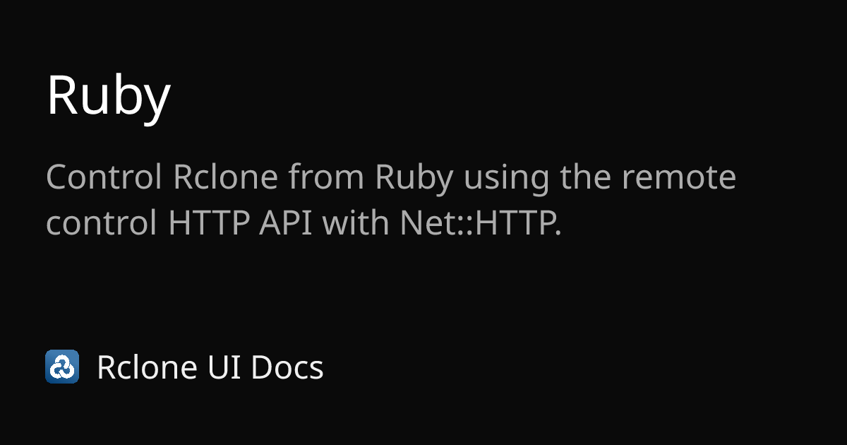 Api Roby Ruby | Rclone CLI
