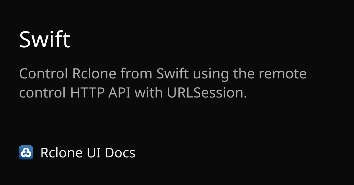 Swift | Rclone CLI